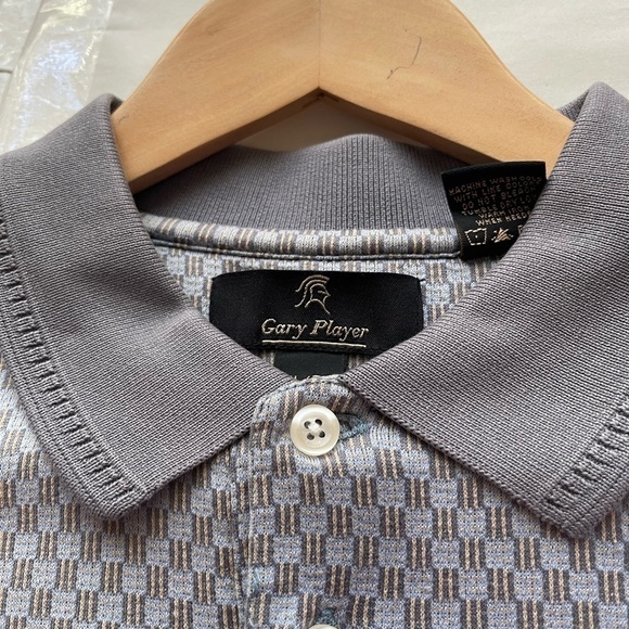 Gary Player Men’s XL Golf Polo 3 button gray blue pattern 100% cotton casual - Picture 5 of 6
